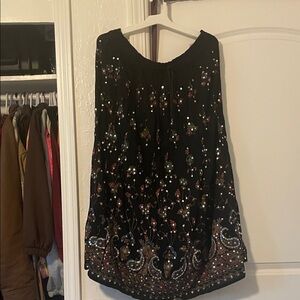 Chic Embroidered Black Maxi Skirt